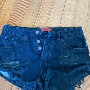 Black ripped denim shorts!